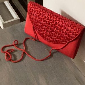 Medium size satin clutch. Beautiful red